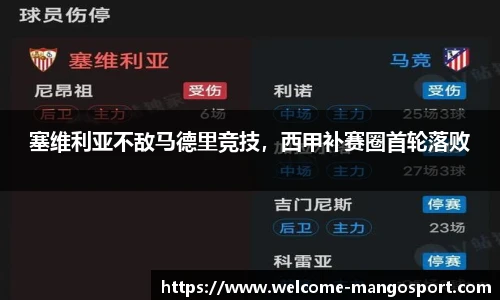 塞维利亚不敌马德里竞技，西甲补赛圈首轮落败